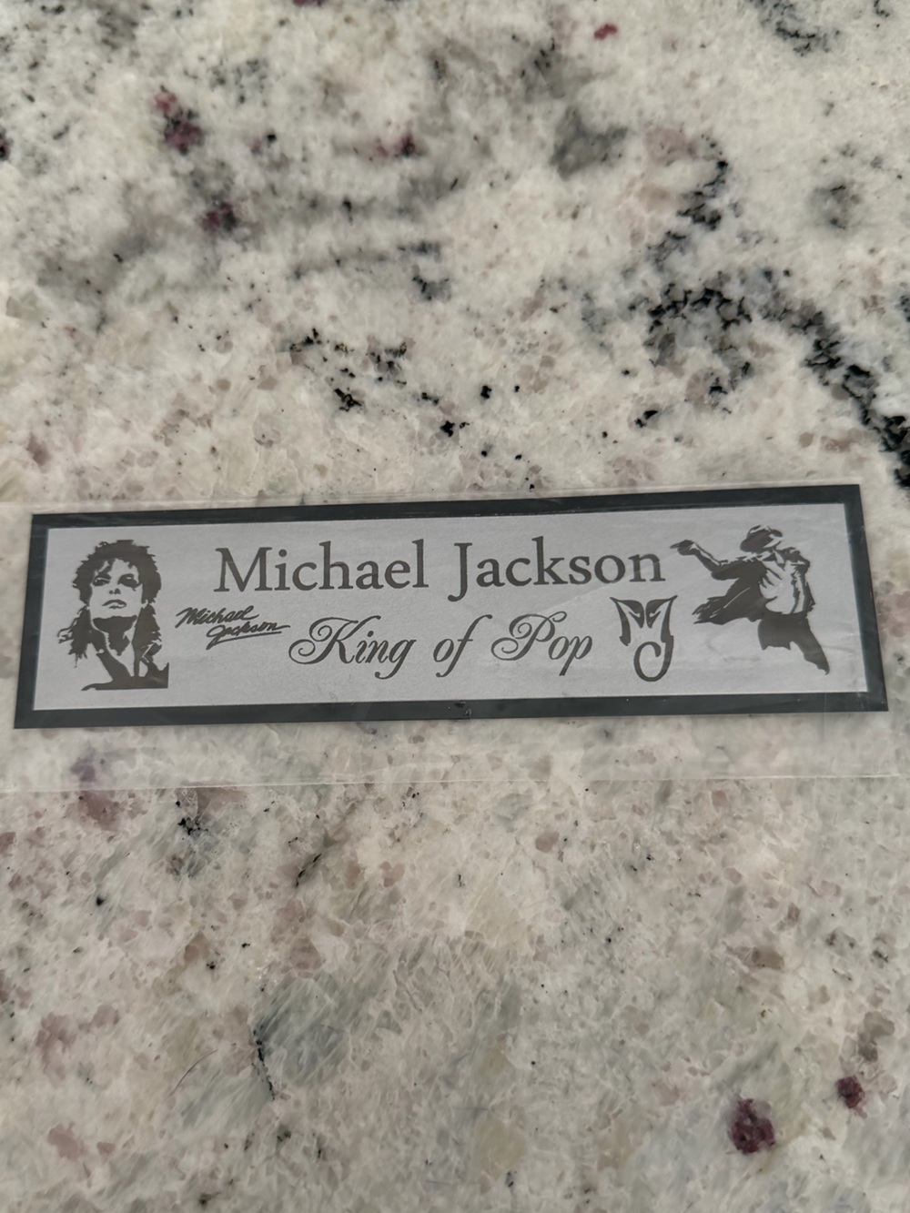 NWT Michael Jackson "King of Pop" Engraved Nameplate Silver & Black Silhouettes